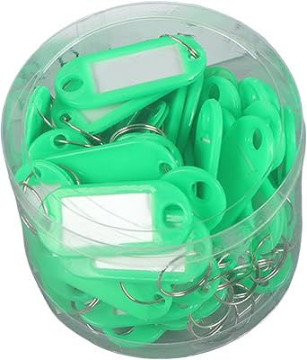 50pcs Keyring Tags Key Labels Plastic Key Fobs ID Tags Key Rings Luggage ID Name Key Rings with Split Keyring Key Labels