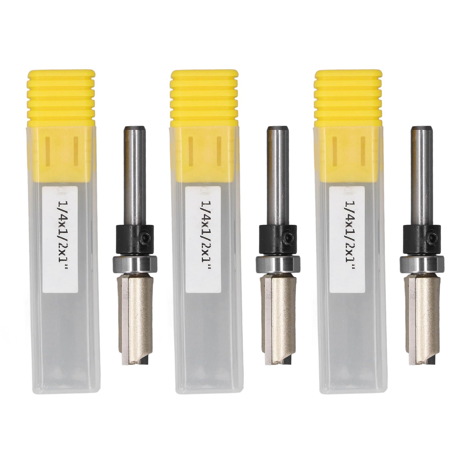 3pcs Double Bearing Straight Cutter 1/4 X 1/2 X 1in Switch and Socket Opening Profiling Cutter Socket Opening Magic Bearing Cutter Trimming Machine Milling Cutter