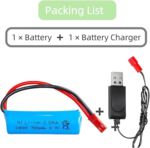 Miniatura 3 de 3.7V 14500 RC Batería de coche 700mAh batería recargable de iones de litio JST para doble cara RC Stunt Car RC Car RC Boat Tumbling Anfibio RC Truck