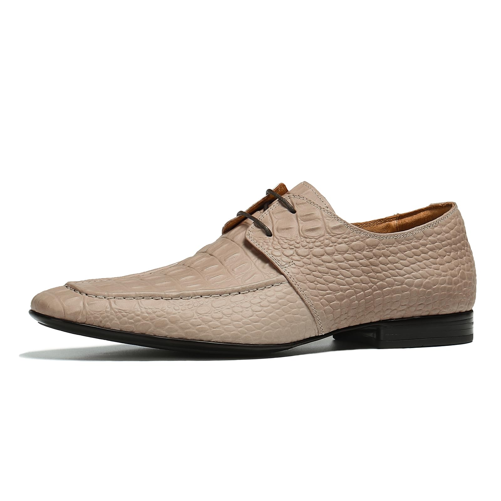 Derbys Casual in Rilievo da Uomo Scarpe Eleganti Morbide Formale Affari Scarpe Basse Stringate in Pelle Lavoro Feste