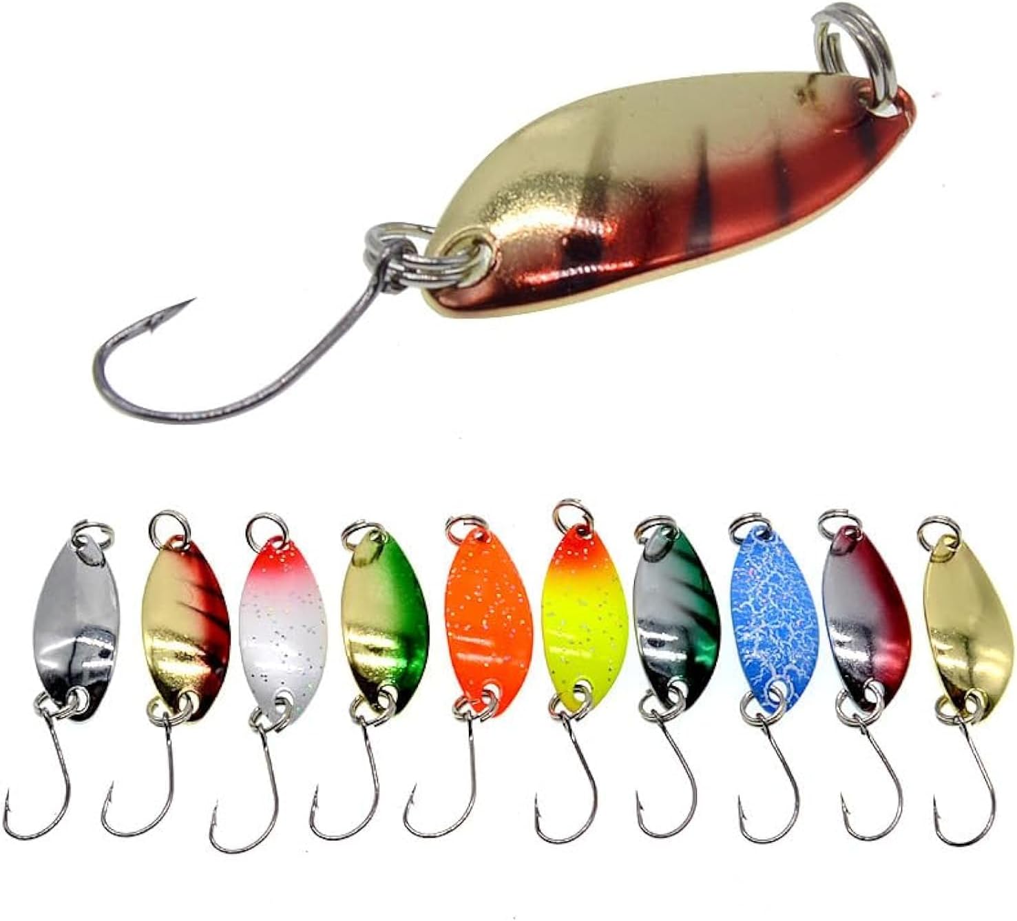 Pack of 10 Micro Metal Spoon Fishing Lure Trout Bass Fishing Tackle 1/8oz 3g