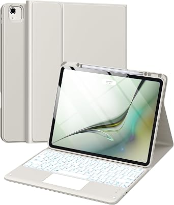 Harvopu iPad Air 13 Inch & Pro 12.9 Case with Keyboard - Multi-Touch Trackpad 7 Color Backlight Removable Folio Cover for iPad Pro 12.9 6th 5th 4th 3rd gen Air 13 M3/M2 Starlight Grey