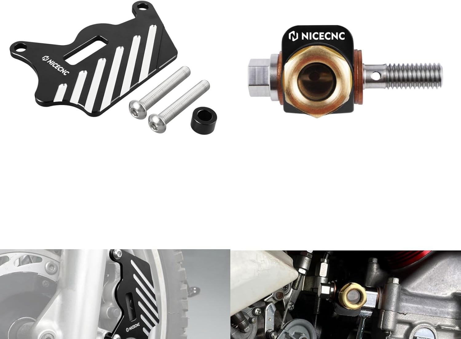 NICECNC Front Brake Caliper Guard & Banjo Bolt Compatible with Honda XR650L 1993-2024