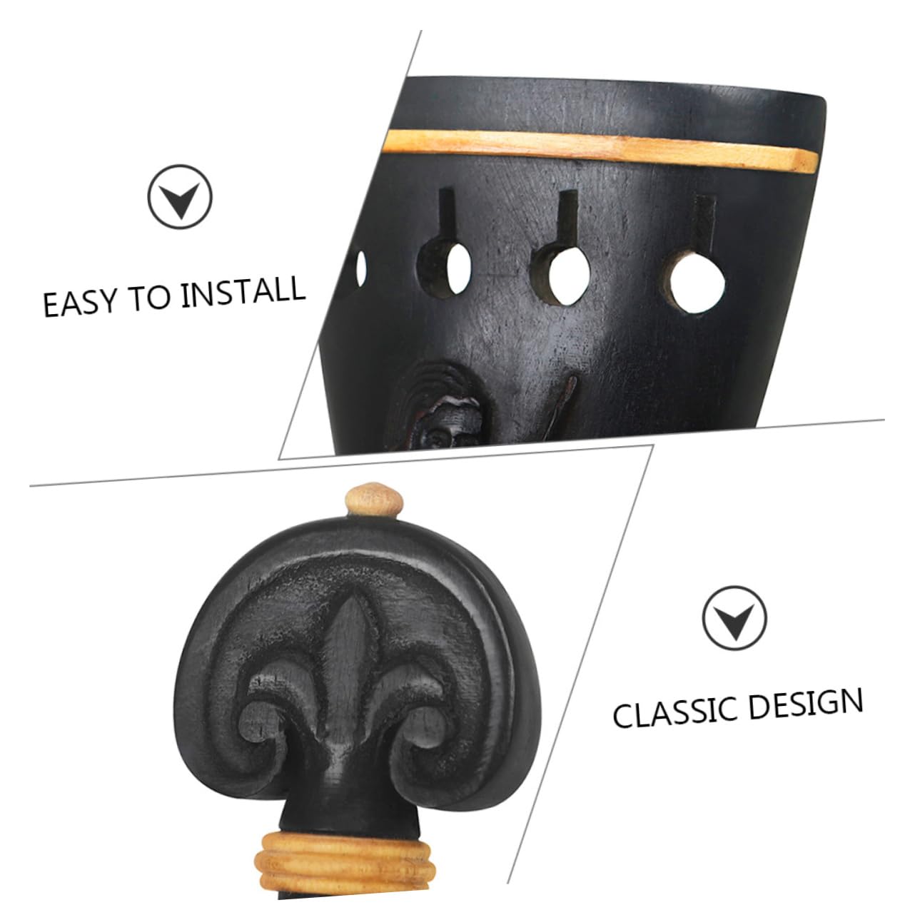 Ensemble de Violon 1 Set Cordier Noir en Bois pour 4/4-3/4