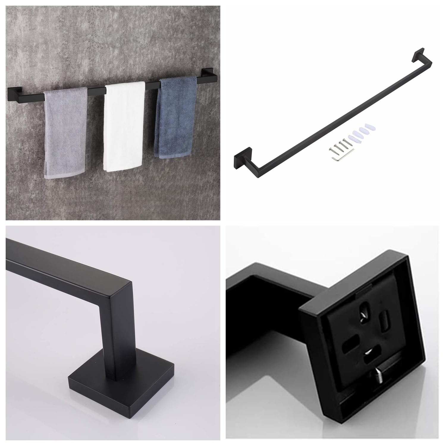36 Inch Towel Bar - 304 Stainless Steel, Matte Black, Wall Mount - Rustproof Bathroom Towel Holder