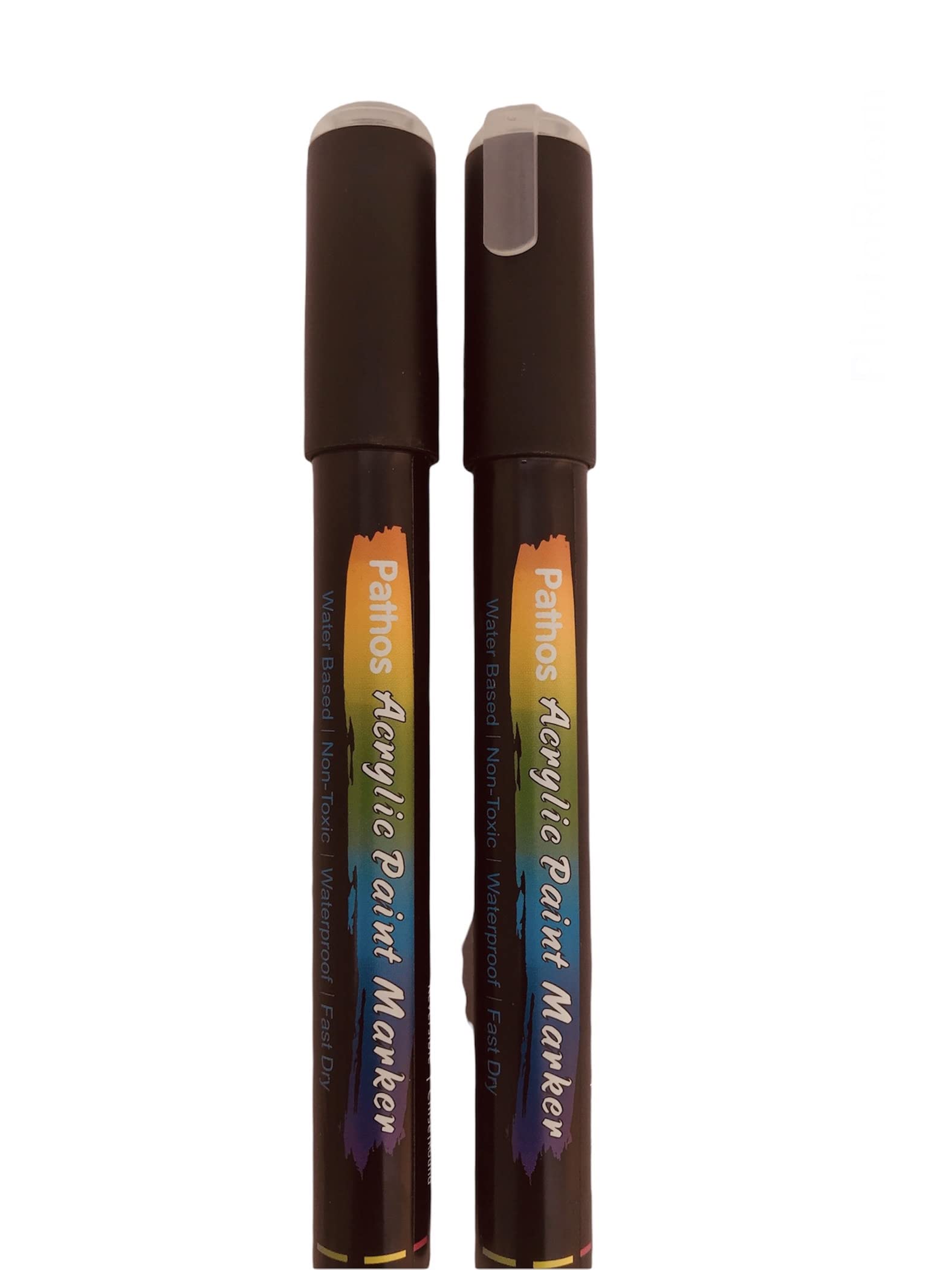 Pathos India Black Reversible Tip Permanent Acrylic Paint Marker Pens for Rocks Painting, Ceramic, Glass, Wood, Fabric, Canvas, Mugs, DIY Craft Making Supplies, Scrapbooking Craft, Card Making( 2 pcs)