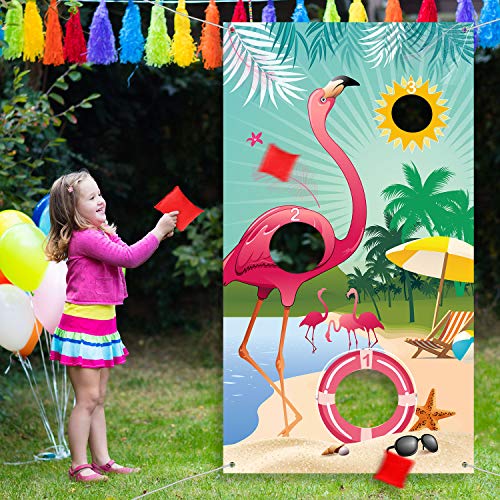 Carnival Toss Game Flamingo Toss Games with 3 Nylon Bean Bags, Flamingo Backdrop Toss Games Banner f - //coolthings.us