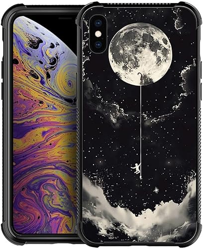 CARLOCA Funda compatible con iPhone Xs MAX, Climbing the Moon,iPhone Xs MAX para hombres y niños, funda protectora resistente a prueba de golpes