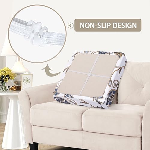 Miniatura 5 de SearchI Fundas de cojín de repuesto estampadas, fundas de asiento de sofá con patrón elástico, lavable, protector de muebles suave con parte