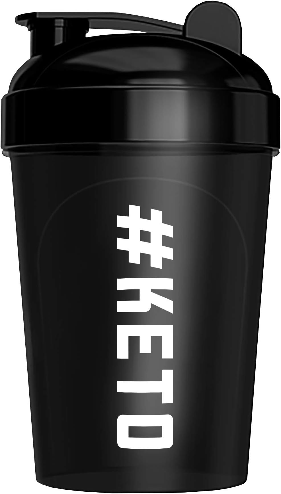 Keto Shaker Bottle, BPA Free, Tight Lid, and Mixing Technology, 16 oz, Black (#Keto Design)