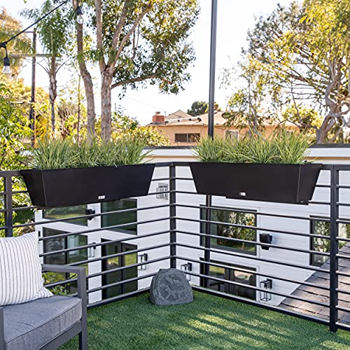 Image of Veradek Pure Series Railing Planter - Tapered Window Box with Bracket