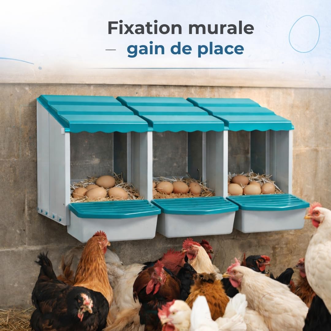 Pondoir pour Poules avec 3 Faux œufs, Sac en Tissu pour œufs, Manuel et Guide d'incubation - Nid Poules pondeuses - Poulailler pondoir résistant | Sac en tissu pour œufs, manuel inclus, guide d'incubation, résistant et facile à nettoyer