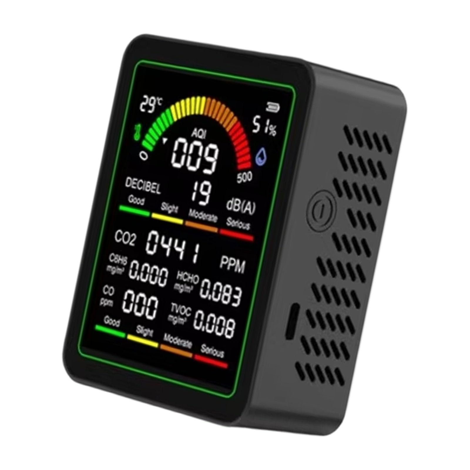 Accurate Tester Air Pollution Detectors Measuring CO2 C6H6 Formaldehyde TVOC Noise Levels and Temperature Humidity Home Air Tester