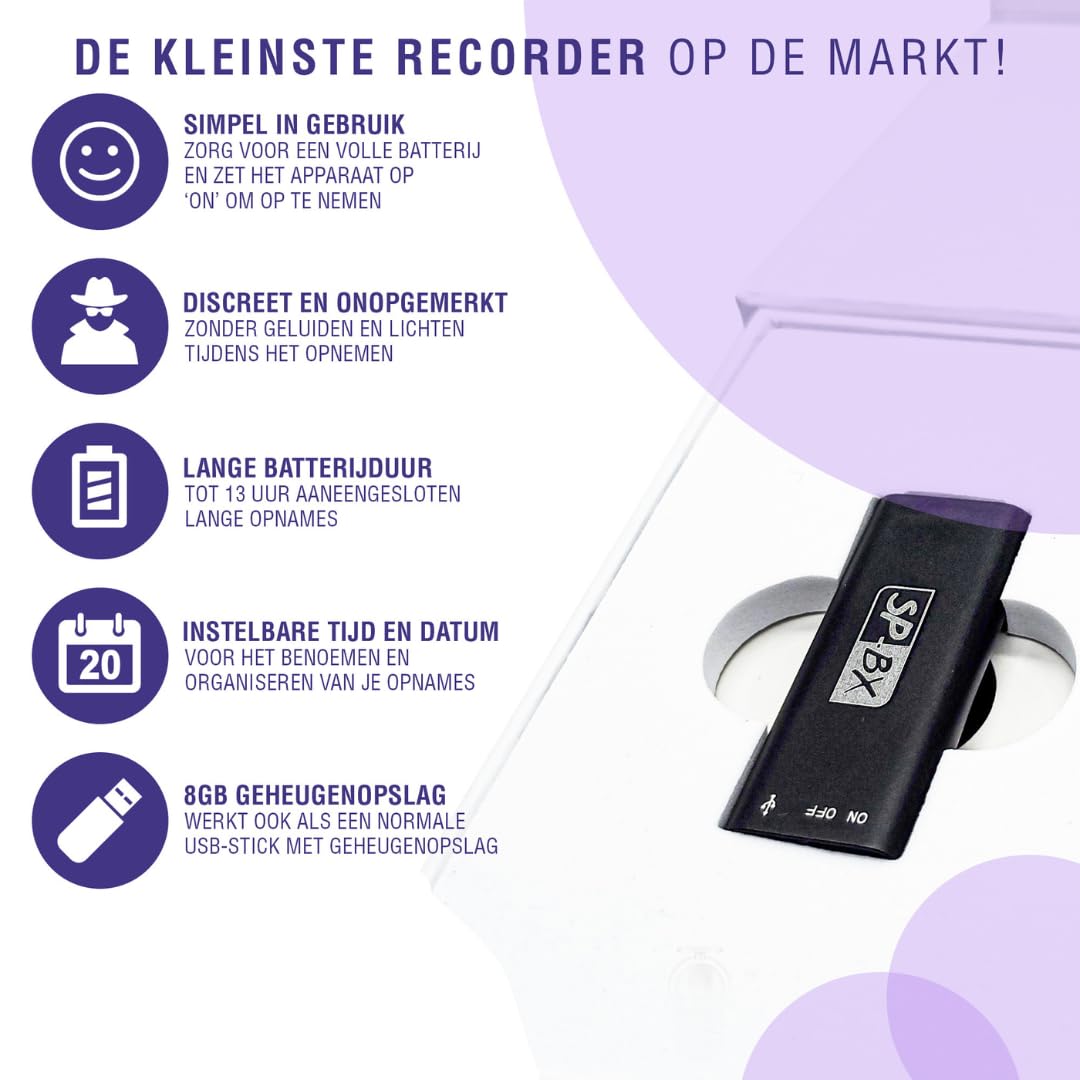 Gadgetplace Mini Afluisterapparatuur 80 Uur Opnemen Spy Recorder Afluisterapparaat Voice Digitaal Dictafoon 550090627
