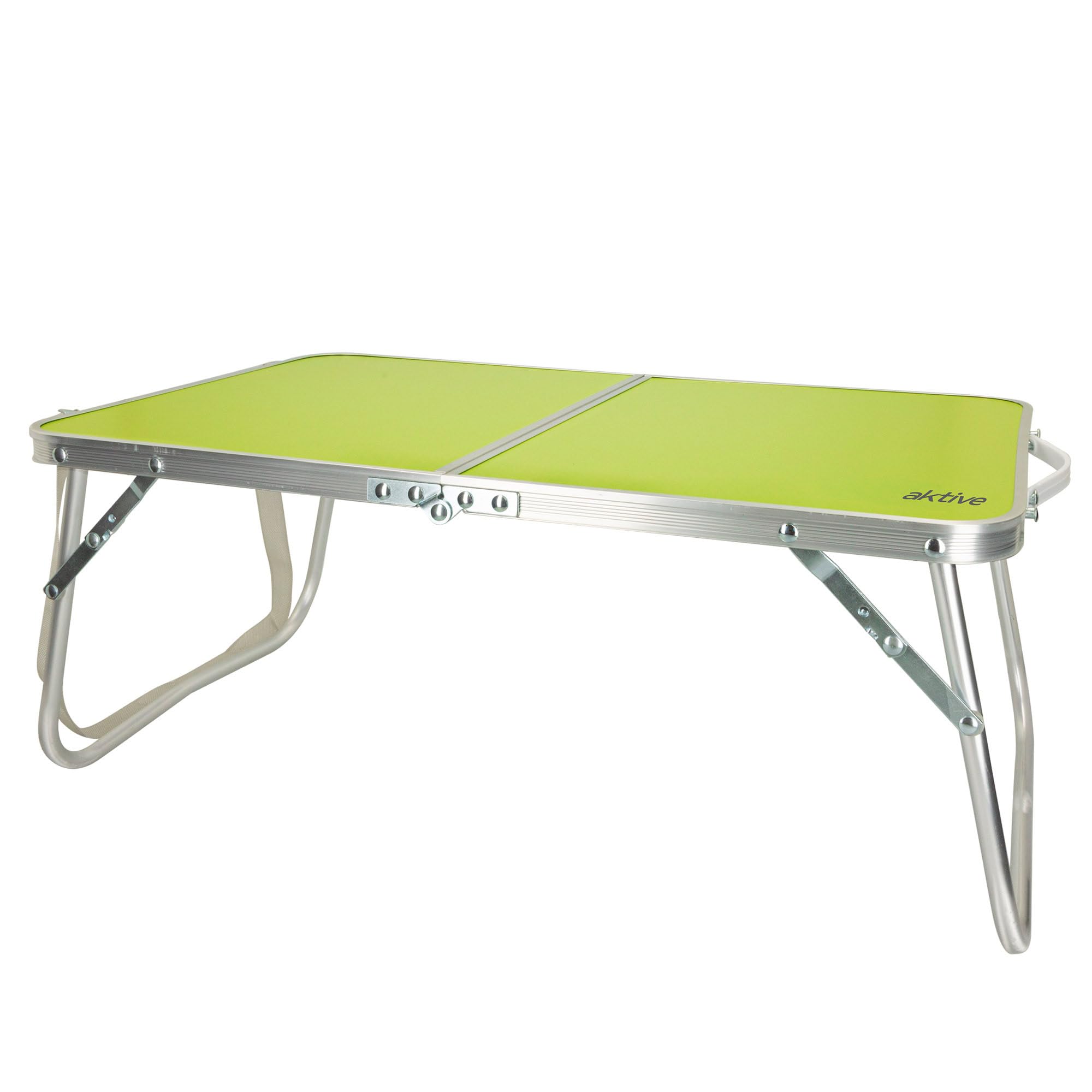 AKTIVE Mesa playa plegable, Mesa baja playa, 60x40x25 cm, color verde, estructura de metal, tablero de madera, mesa plegable camping pequeña, cierre de seguridad (52811)