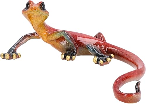 Escultura de resina de lagarto Gecko moteado rojo para decoración de pared, tamaño mediano