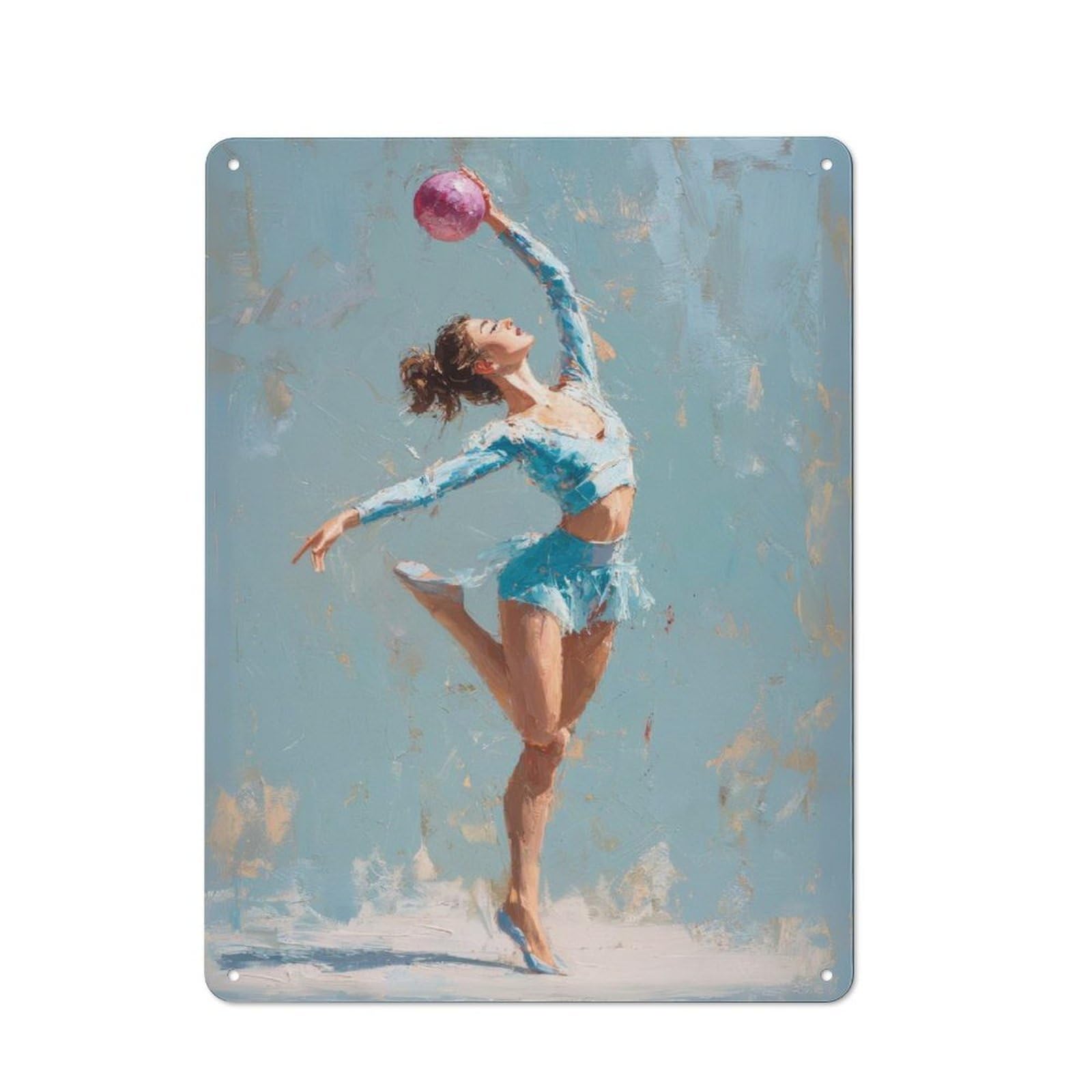 Junmoney Men's Rhythmic Gymnastics Ball Art Painting Metal Wall Decor Sign For And Diy Fans, Father's Day, Birthday Or Christmas Gift, 40X30cm