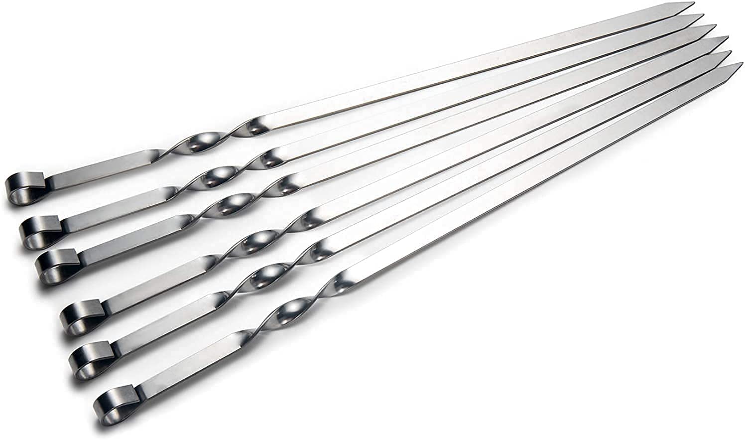 AMDROZ 6 PCS Flat SS Skewers for Grilling 19.6 inch Stainless Steel Grilling Skewers for Kabobs Shish Kabob Sticks Wide Reusable Grilling Skewers Set for Meat Shrimp Chicken Sausage Vegetable (B0CFLPD3L9) Amazon Price History, Amazon Price Tracker