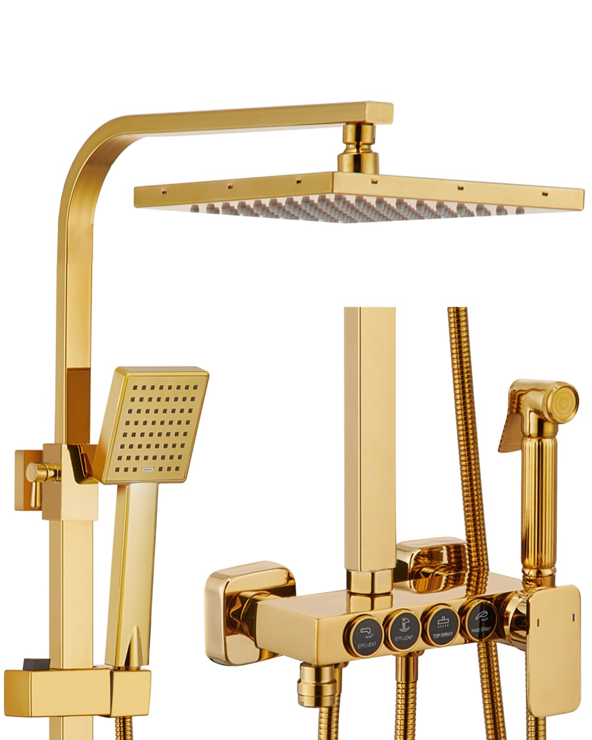 Colonna doccia a parete 4 in 1 in acciaio inox spazzolato con soffione a pioggia, altezza regolabile, facile installazione, moderno sistema di rubinetteria per bagno