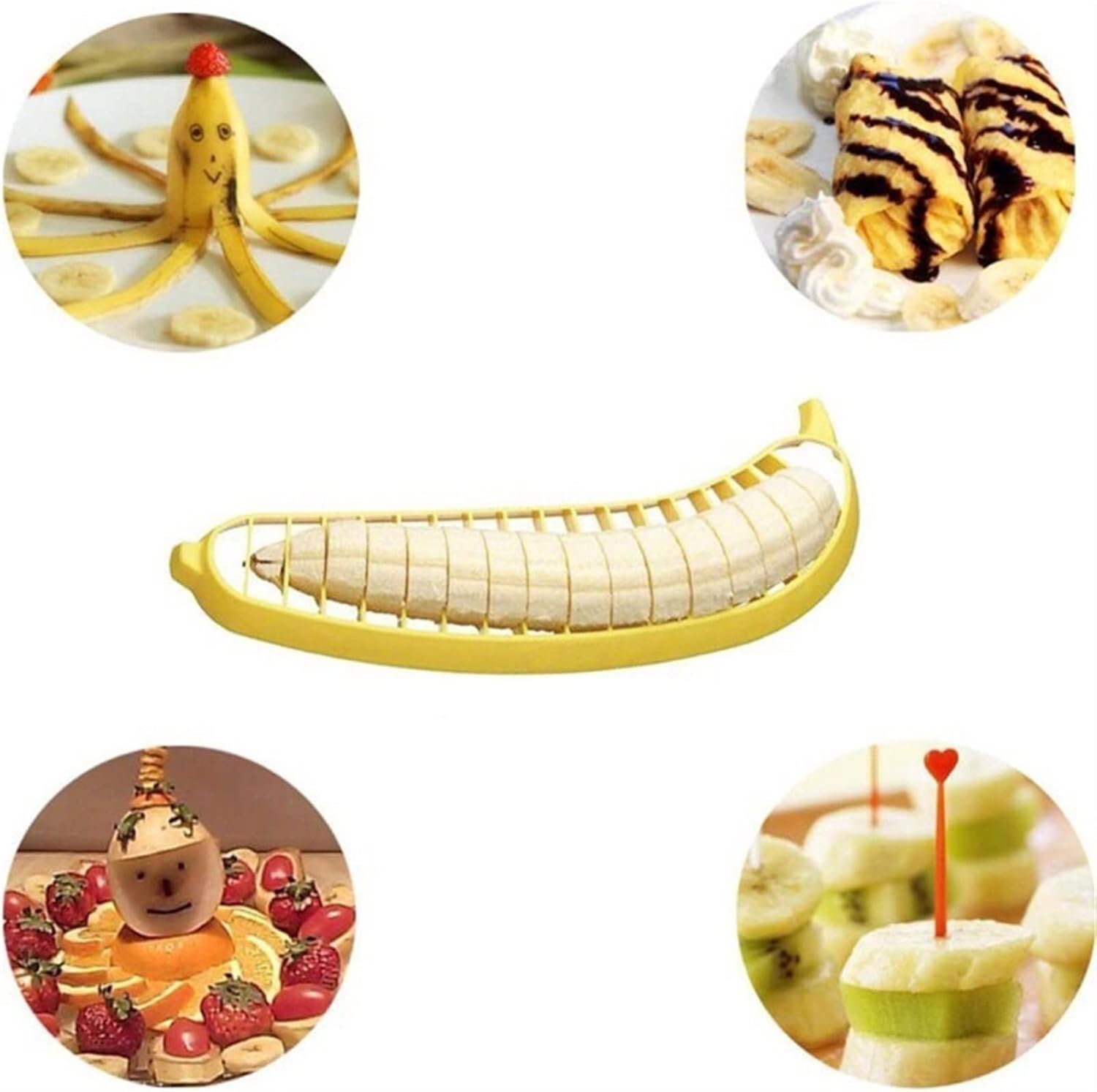 Mandolines 1Pcs Banana slicer Strawberry Mango Cucumber Ham Sausage Divider Household DIY Fruits Salad Cutter Kitchen Accessories Gadgets