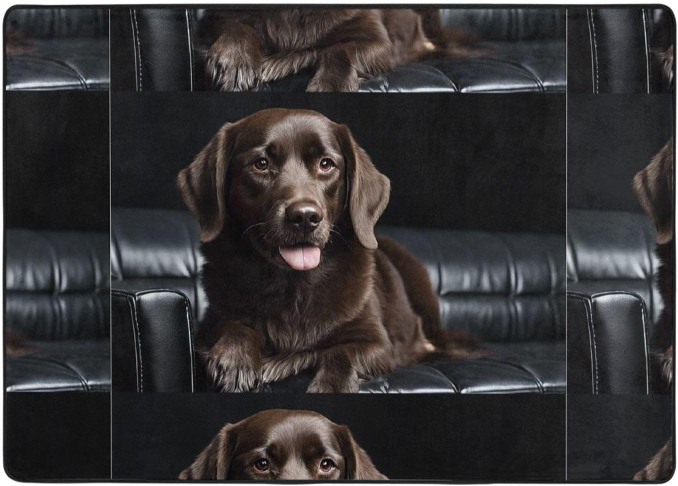 Flannel Non-Slip (Brown Labrador Retriever) Rug Pad 80Ã—50in Soft Washable Protective for Hardwood Floors Bedroom Bathroom Living Room