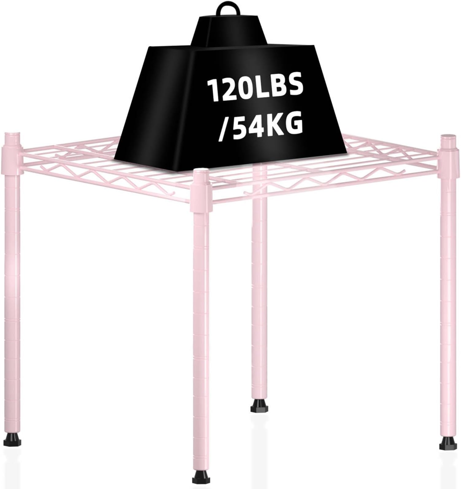 Stacking Shelf Adjustable, Stackable & Expandable, Heavy Duty Storage Shelving Unit, Cabinet Organizer Shelf (Pink, 1-Tier)