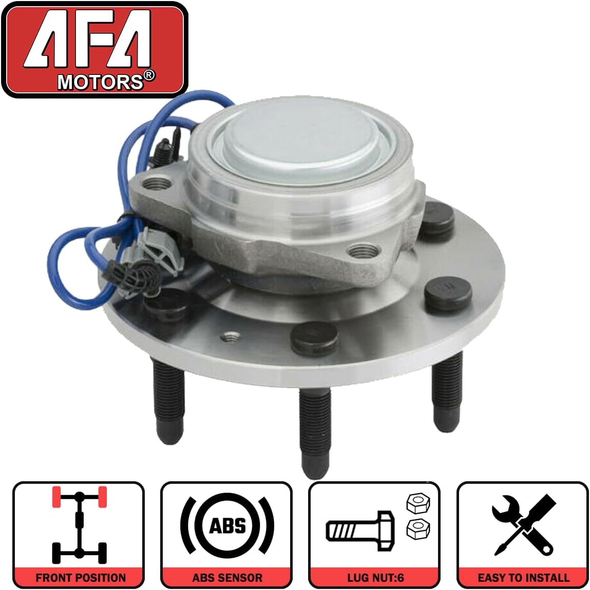 2WD Front Wheel Bearing Hub Assembly 515097 6 Lugs w/ABS Replacement for Cadillac Escalade ESV/Escalade, Chevy Tahoe/Silverado 1500/Avalanche/Suburban 1500, GMC Yukon/Yukon XL/Sierra 1500 - Image 3