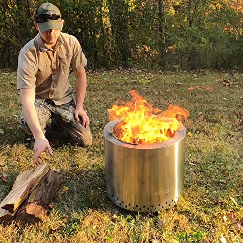 Thermomate Large Outdoor 17X16.5 Inch Stainless Steel Round Bowl Wood Burning, Smokeless Fire Pit For Outside Patio Backyard, Portable Camping Fire Pit #TOP4