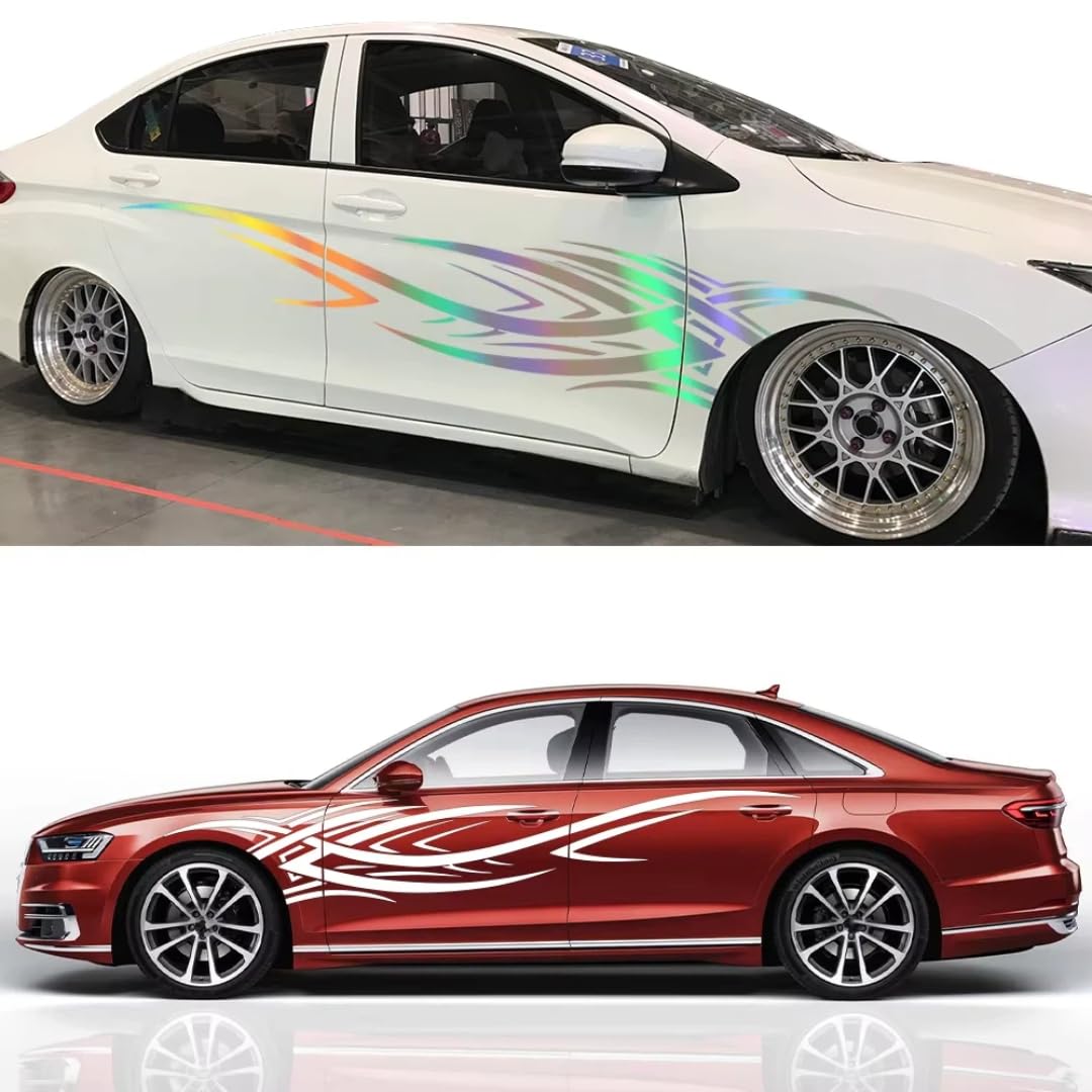 Auto-Aufkleber für Flamme, Grafik, Karosserie, Seitenaufkleber, Flammenrennsport, Sportstreifen, Abziehbilder, wasserdicht