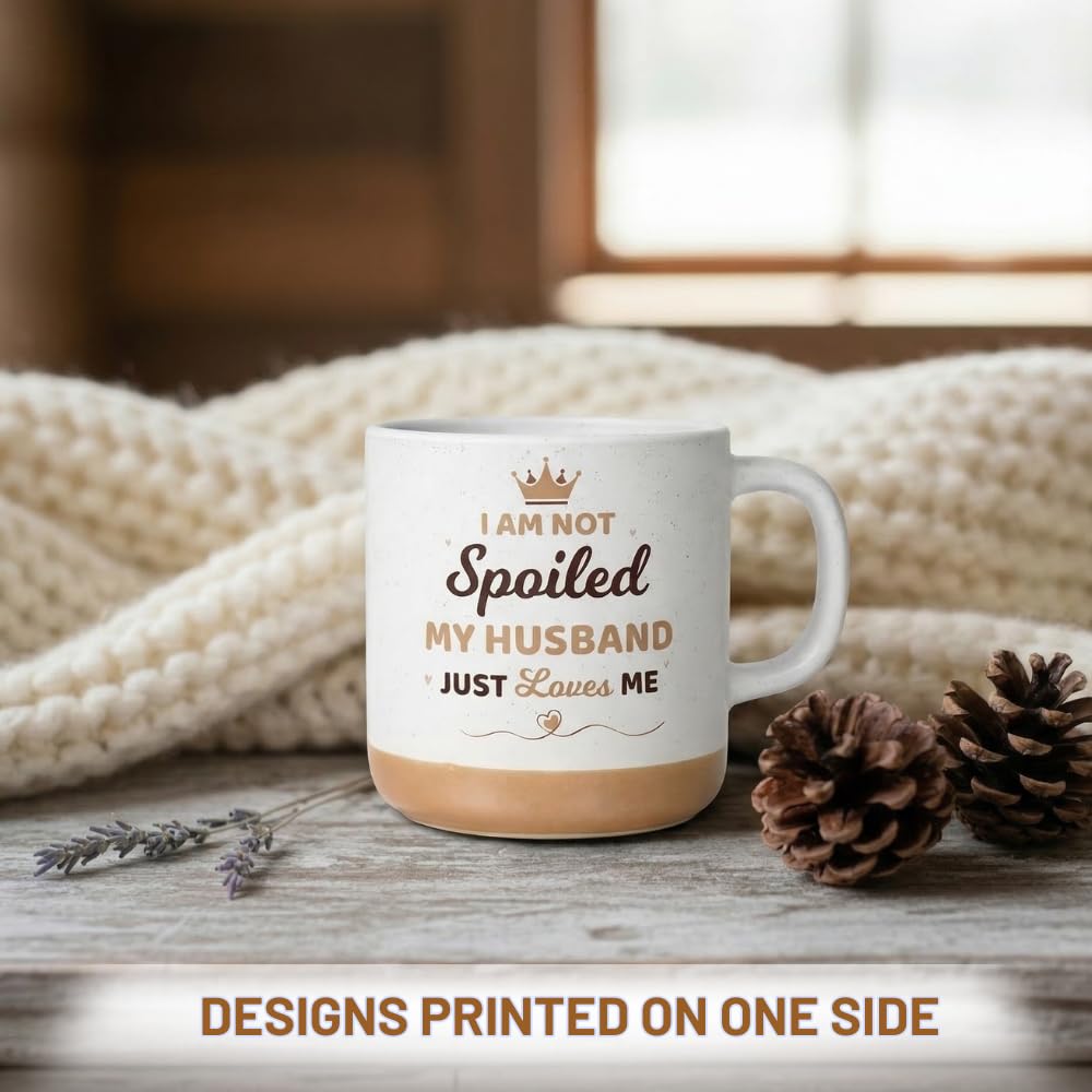 Mothers Day Gifts for Wife Mug, 11oz Stoneware Coffee Mug, Cute Wifey Coffee Mugs for Hot and Cold Drinks, Ceramic Mug for Spoiled Wife on Mother’s Day, Dishwasher and Microwave Safe