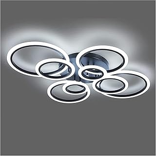 Modern Ceiling Light, 41.3'' Dimmable LED Chandelier Black Flush Mount Ceiling Lights with Remote Acrylic Round Ceiling Lamp Fixture for Low Ceiling Bedroom Living Room Dining Room, 108W