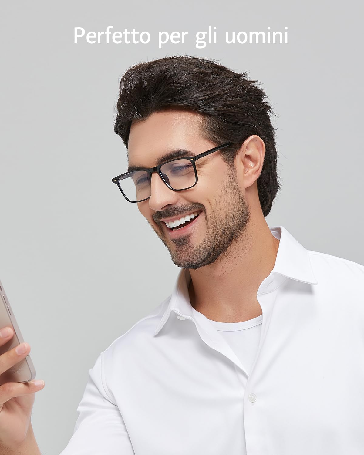 ANRRI Occhiali Anti Luce Blu Uomo Donna, Montatura Rettangolare Nera, Occhiali Computer e Gaming Anti Riflesso, Leggeri e Confortevoli