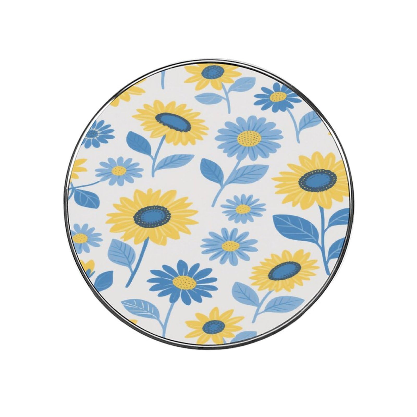 Refrigerator Magnet Sunflower & Blue Daisy Printing Fridge Magnet Alloy Material,Fun Personalized Refrigerator Sticker Round Decorative Magnet for Whiteboard Kitchen Locker