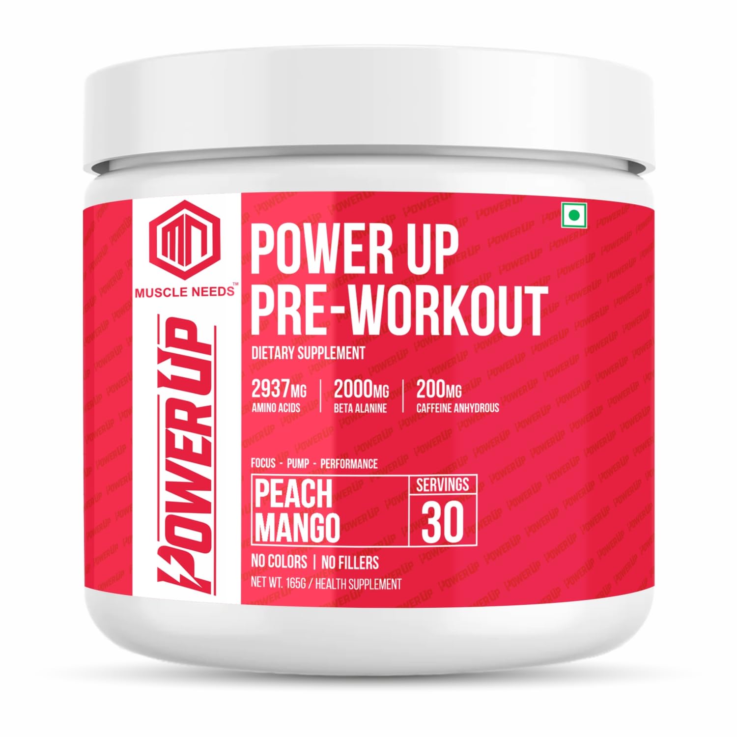 Muscle Needs Pre-Workout Supplement Powder, 165g, 30 Servings, with Beta Alanine & Citrulline Malate for Strength, Focus & Endurance for Men & Women (Peach Mango) (B0D8K1W9CG) Amazon Price History, Amazon Price Tracker