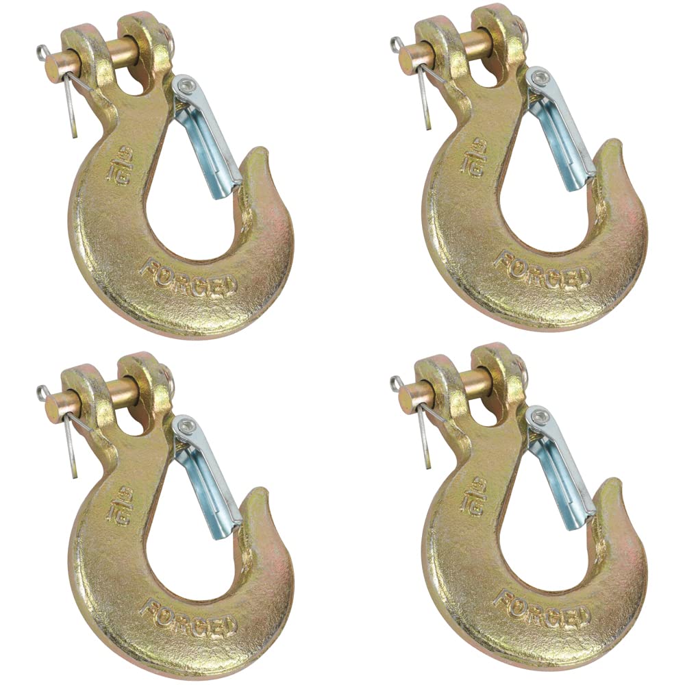 4Pcs 5/16 Inch Clevis Slip Hooks with Safety Latch,Grade 70