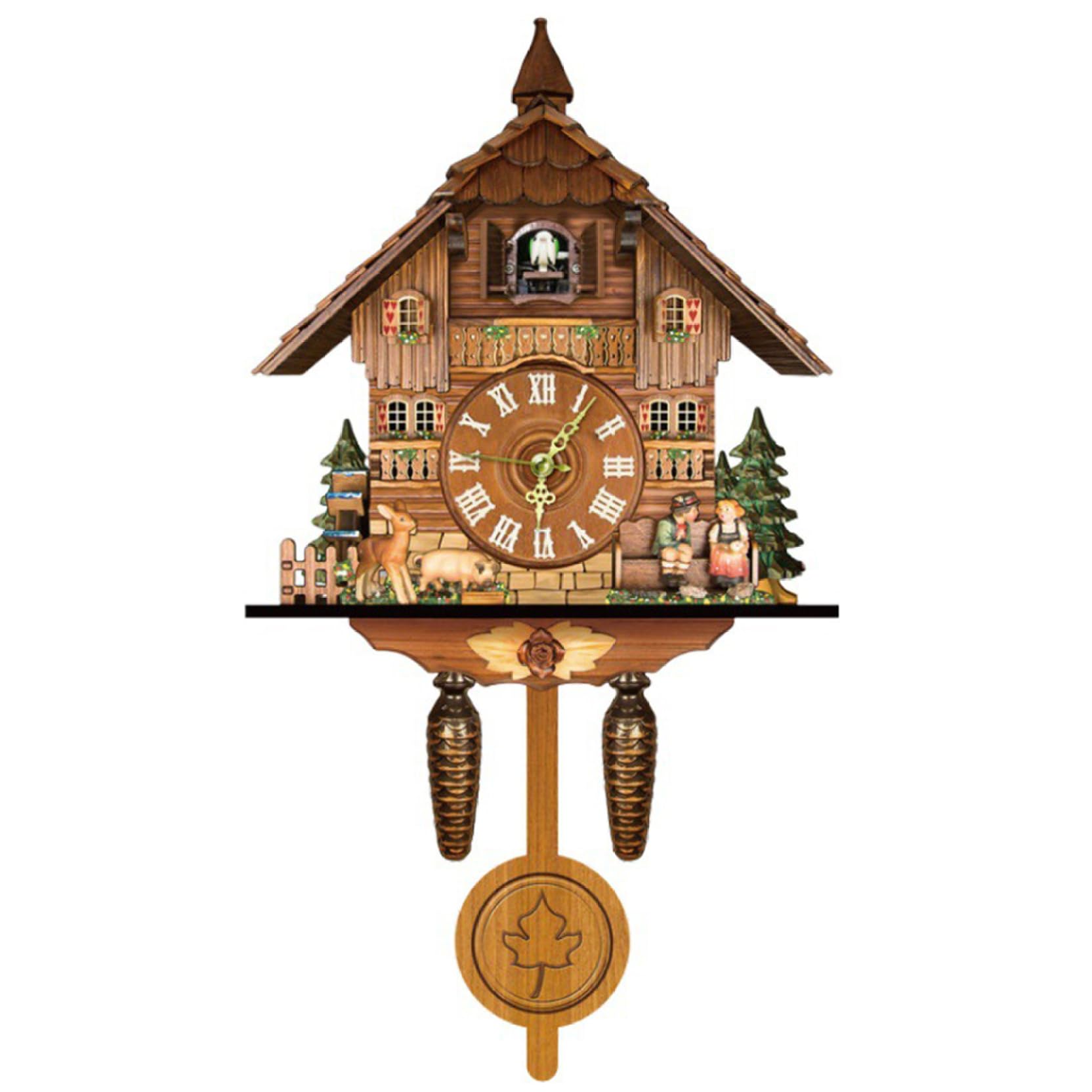 Reloj de Cuco Vintage de Madera con Ave que Trabaja, Péndulo Colgante, Ajustable con Botón