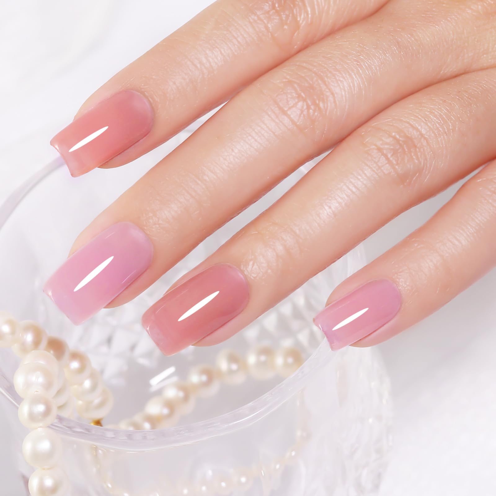 Firedeep Set Smalto Gel 10ml Senza HEMA 6 Colori Set Trasparente Jelly Rosa Nudo Rosa Chiaro Soak Off LED UV Lunga Durata Kit Manicure per Donne Fai Da Te e Salone​