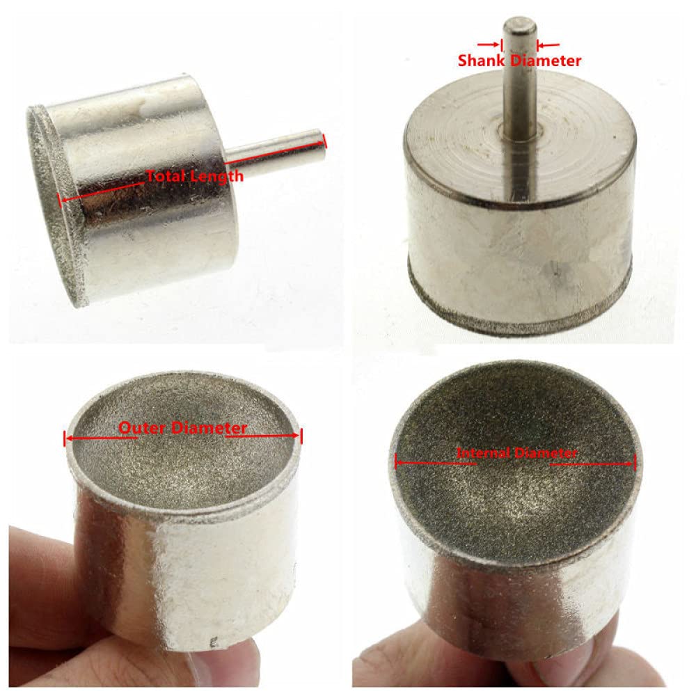 1 pz 20-50mm 3/4"-2" Grana 80 Punta montata a diamante SFERICA CONCAVA Punta per smerigliatura di giada Strumenti per scolpire gemme di pietra con perline, diametro 21 mm
