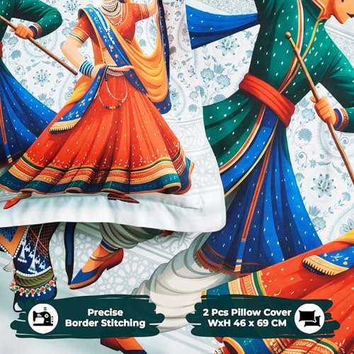 Image of Story@Home Rajasthani Theme Jaipuri Bagru Sanganeri Traditional Print Double Bedsheet 250x225 cm with Pillow Covers | Cotton Feel 240 TC Fabric | Grey Ethnic Motif | Soft & Durable