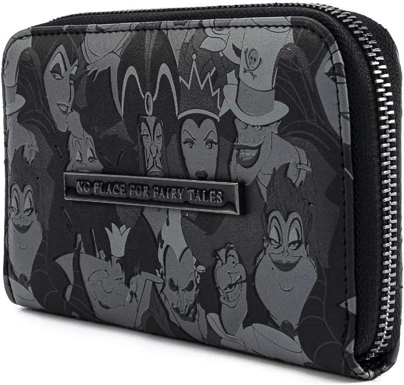 Loungefly Disney Villains Debossed All Over Print Zip Around Wallet : Clothing, Shoes & Jewelry