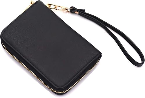 Miniatura 3 de LOVESOME Cartera de mujer con cremallera pequeña, doble cremallera, doble compartimento con muñequera y correa para la muñeca