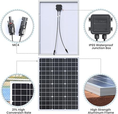 Miniatura 3 de Paneles solares portátiles de 100 W, hasta un 21% de módulo de alta eficiencia, panel solar monocristalino, kit de panel solar para centrales
