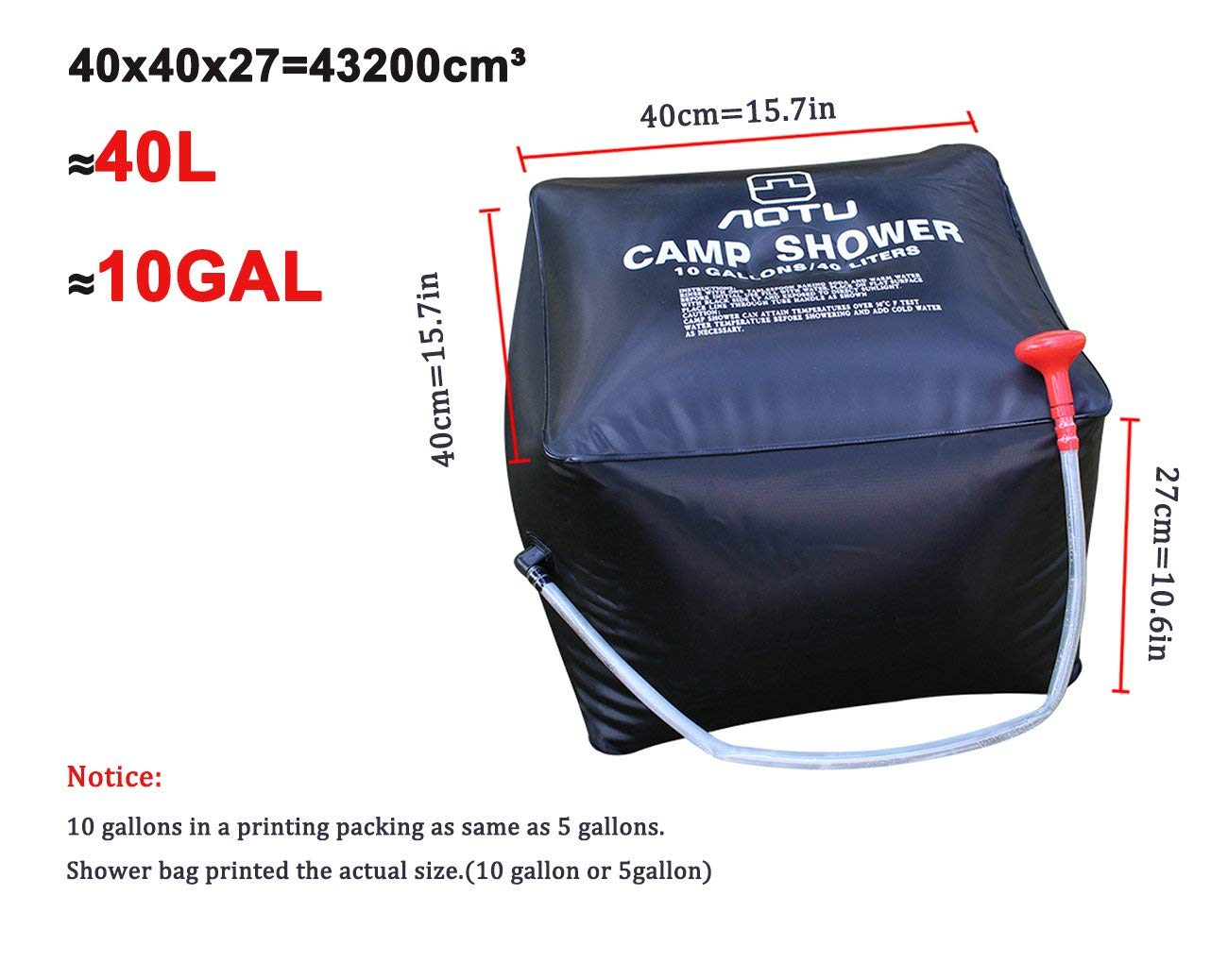 LUOOV 10 Gallons/40L Solar Shower Bag Solar Heating Camping Shower Bag with Temperature Hot Water Outdoor Hiking Climbing - Image 3