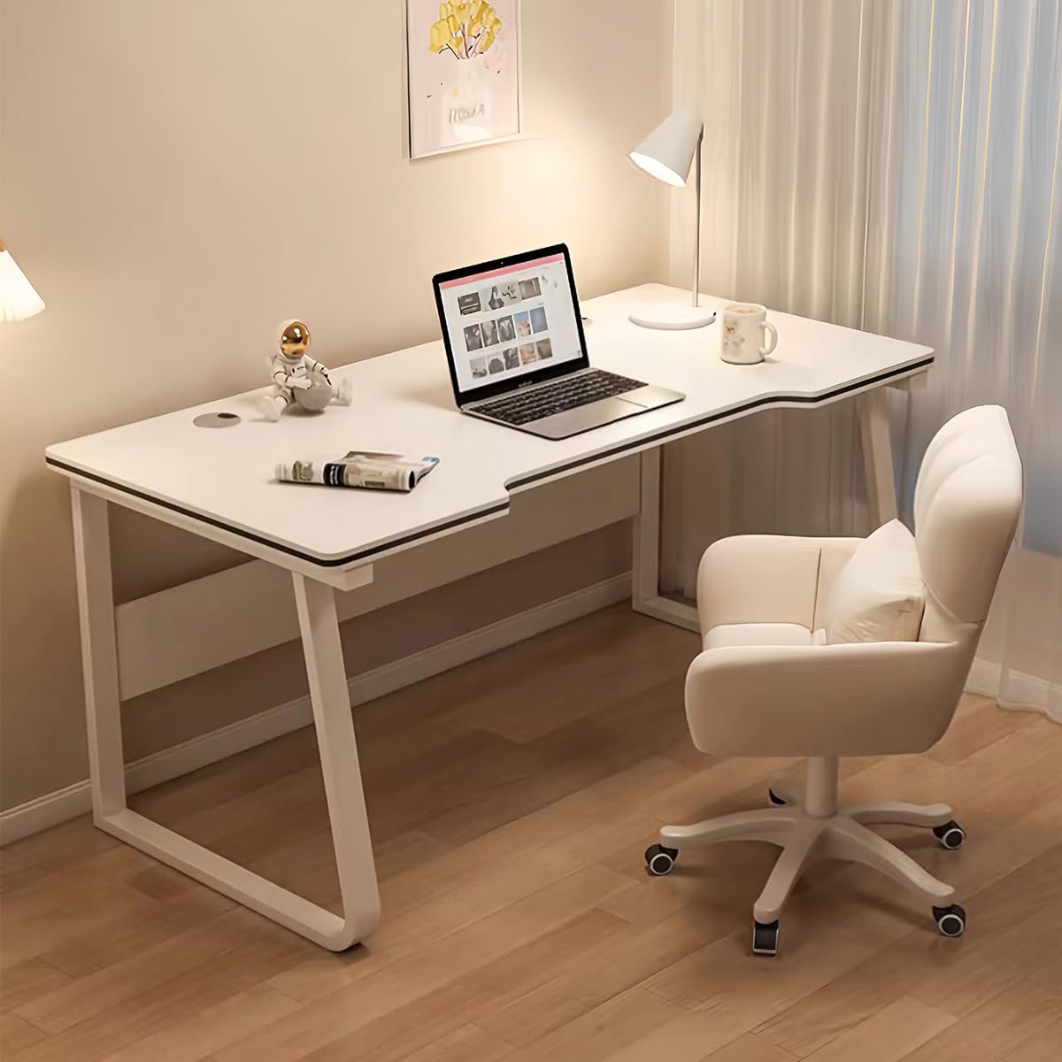 WXJHL Gaming Desk Computer Writing Table Student Art Modren Simple Style Desks PC Wood Suitable Tables for Home, Office,Bedroom (White, 100x50cm) — image 1