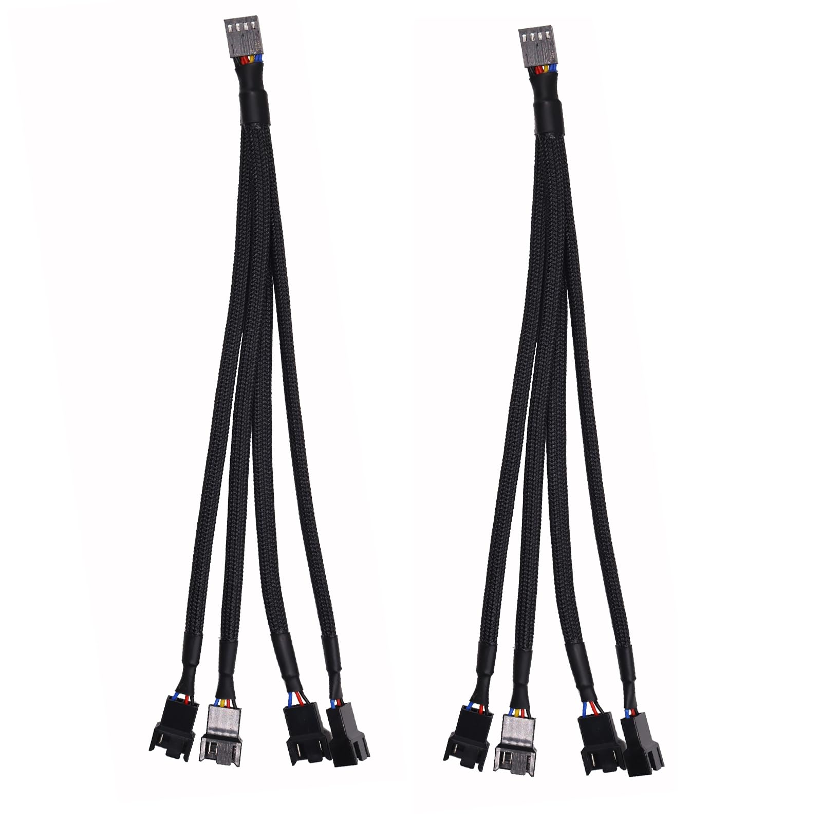 Braided Y-Splitter PWM Fan Cable - Connect 3 Fans To One 3/4-Pin PC Motherboard Header