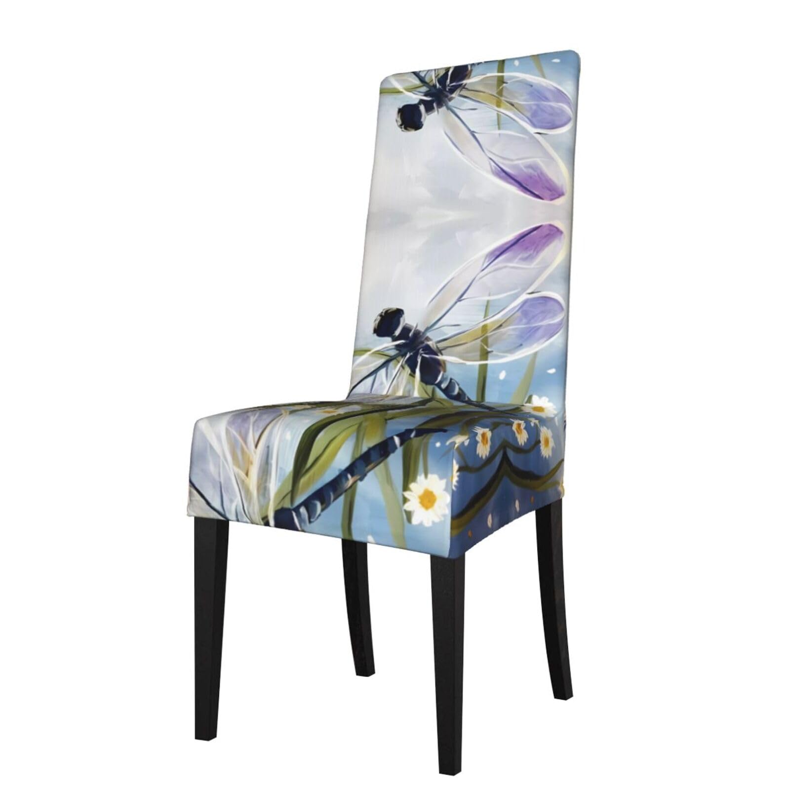 WHJDPP Dragonfly painting Prints Protection Cover for Dining Chair - Stretchy Seat Throw Covers, Wrinkle-Free & Easy Care for Hotel, Wedding & Home Dining Chairs