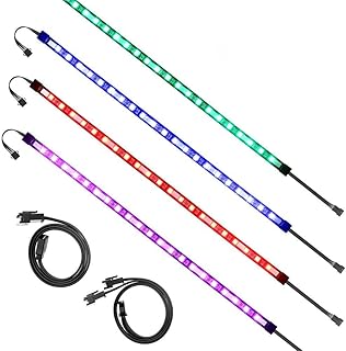ALITOVE PC RGB LED Strip Light for Motherboard with 4 Pin RGB Header (+12V,G,R,B), Computer Case DIY Lighting for ASUS Aura Sync, Gigabyte RGB Fusion, MSI Mystic Light, ASRock RGB, 40cm 24 LED, 4pcs