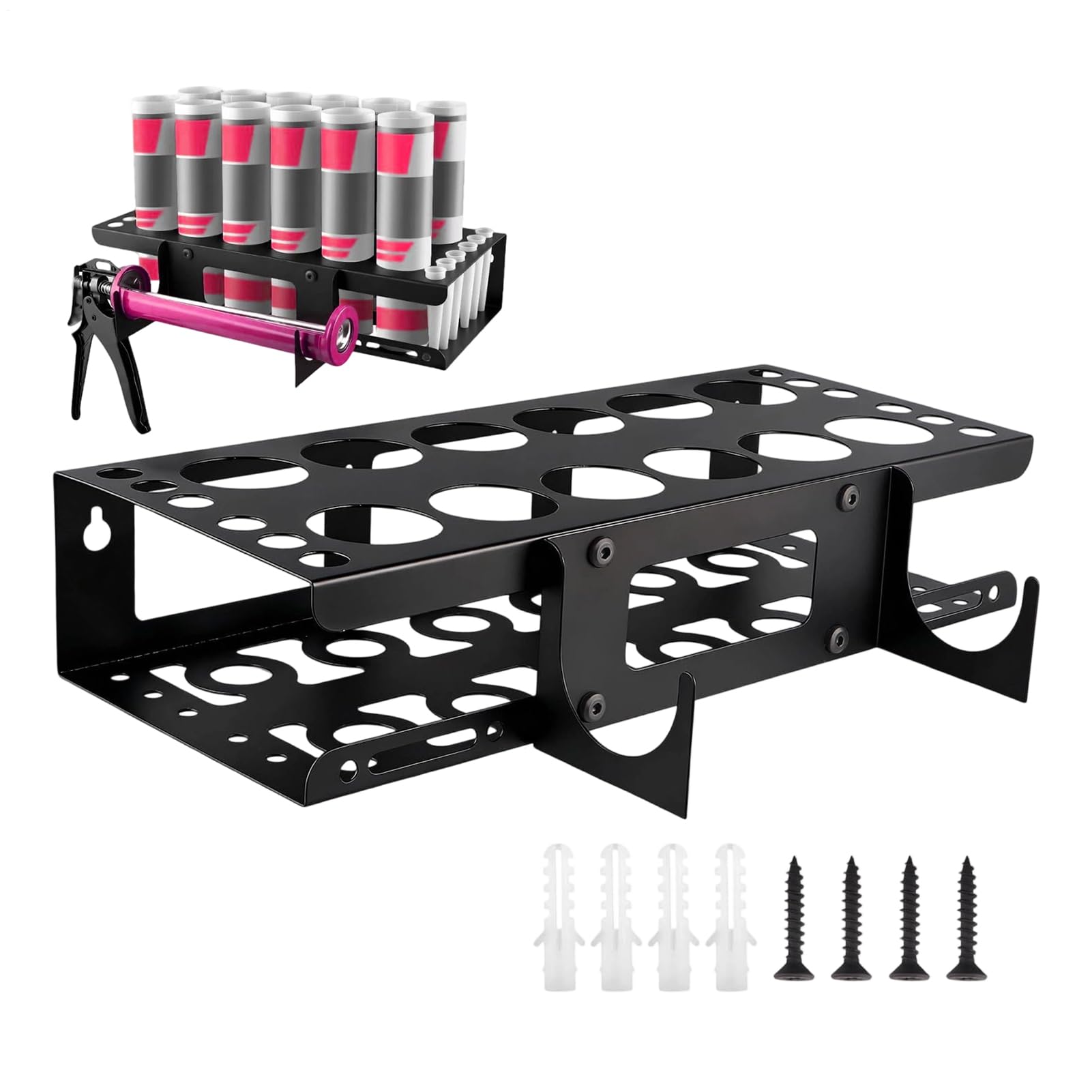 Genérico Organizador Y Soporte - 12 Ranuras De Gran Capacidad Para Soporte Organizador | Estante De Almacenamiento Para Tubos De Silicona De Pared,Para Taller Sala De Estar Dormitorio Hogar Y Garaje
