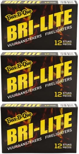 Bri-Lite Fire Lighters 12 Piece - 3 Pack | BBQ & Fire Starting, 36 Pieces Total, Easy to Light, Compact Box