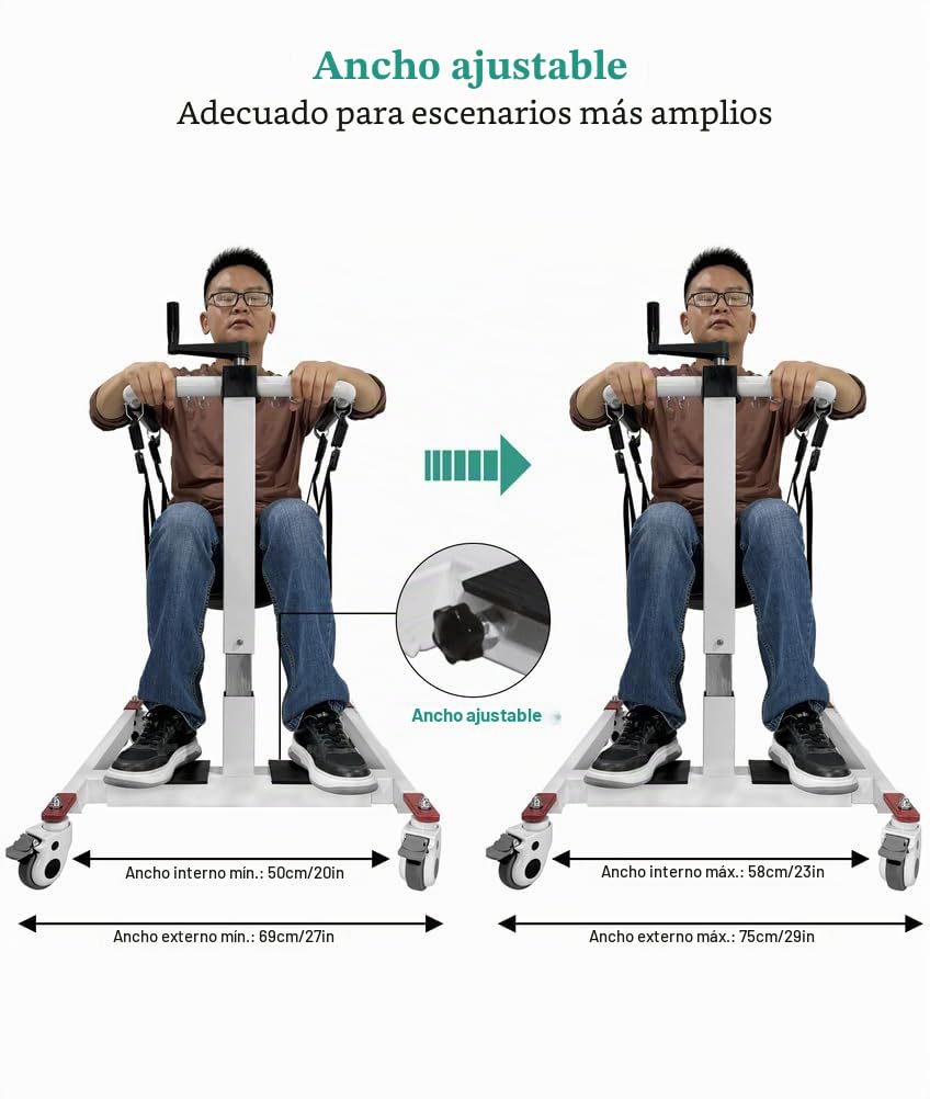 Elevador de Transferencia Manual Altura/Anchura Ajustables, Silla de Transferencia para Pacientes, Elevador Portátil para Discapacitados para Coche, Elevador para Silla de Ruedas